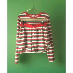 Pink Lily Pajama Set Medium Christmas Elf Striped Gift Holiday